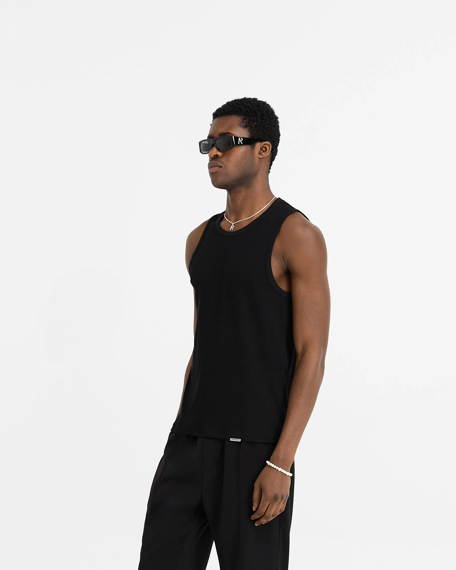 Initial Rib Vest - Black