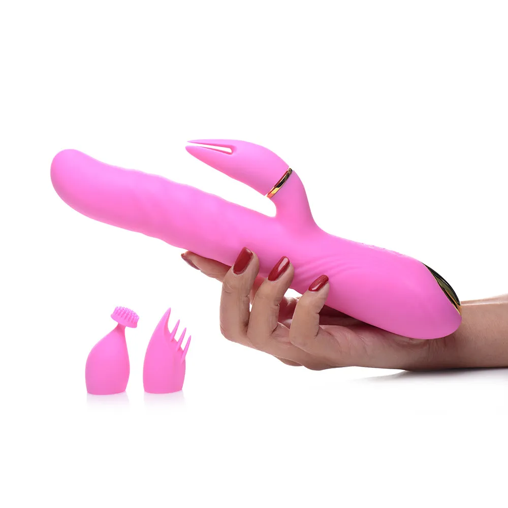 INMI 10X Versa-Thrust Thrusting & Vibrating Silicone Rabbit with 3 Attachments