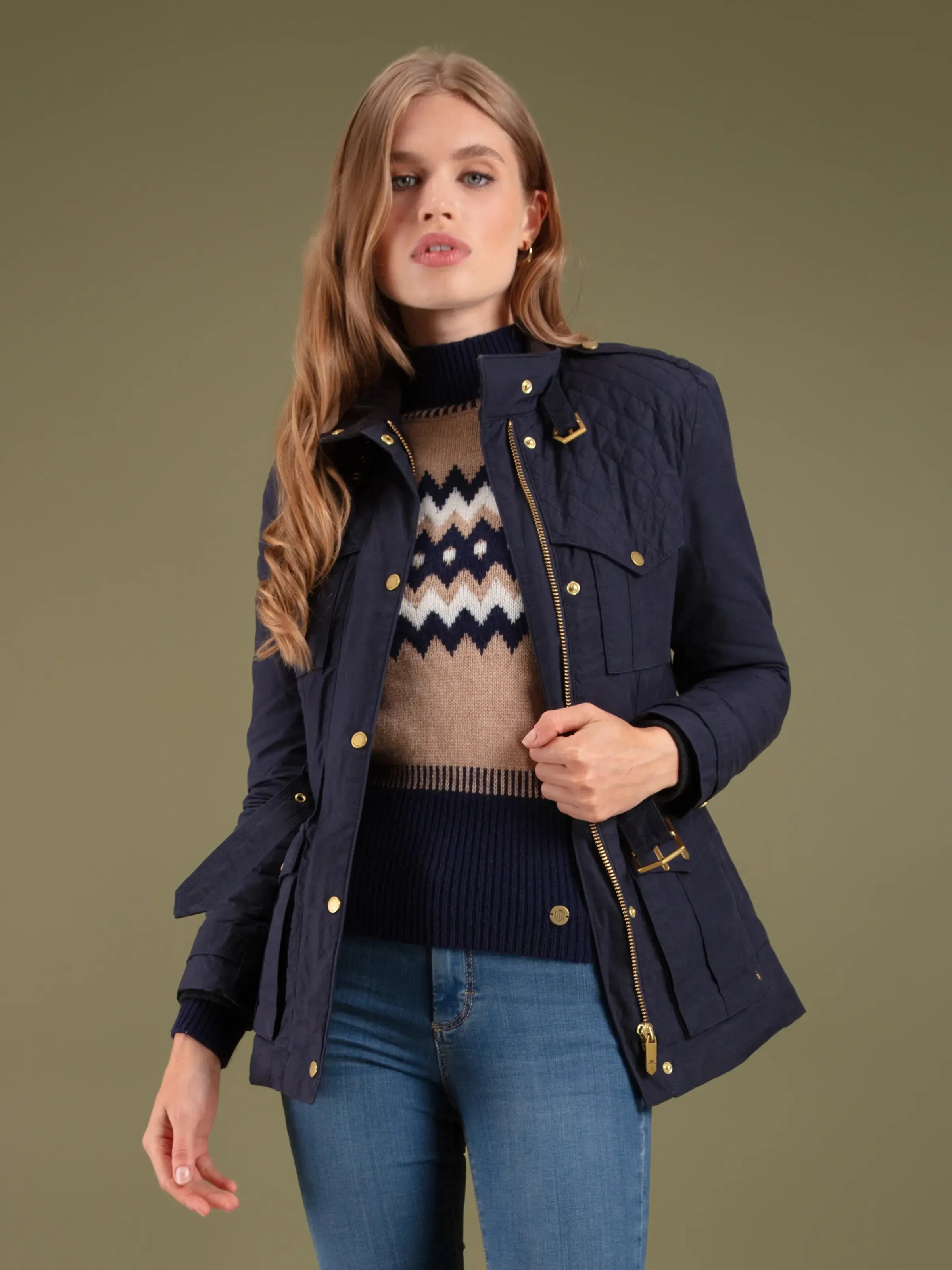 Ivy Quilted Wax Jacket - Navy