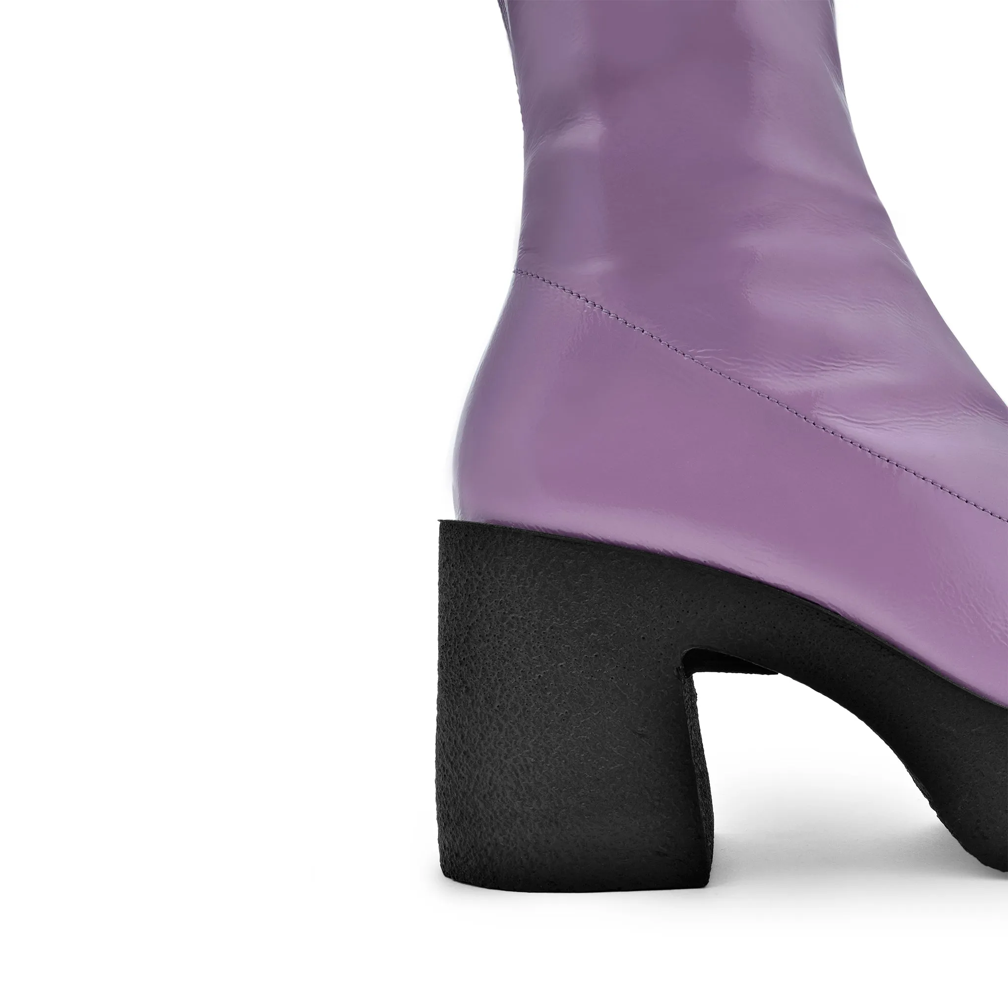 Izumi Violet Patent Stretch Leather Chunky Boots