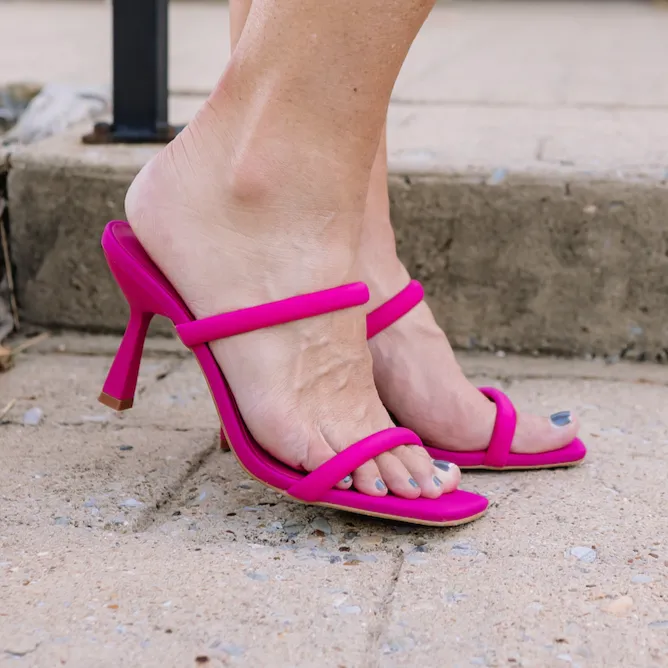 Joy Awaits Magenta Kitten Sandal Heel