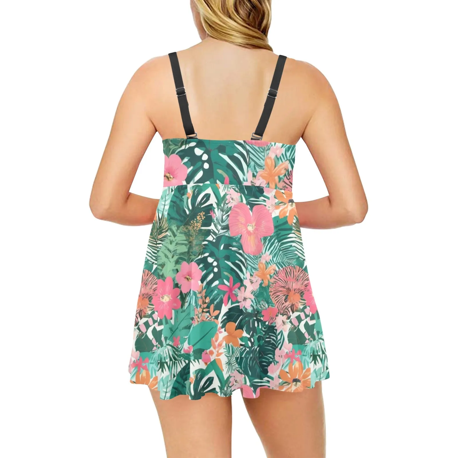 Jungle Voyage Chest Pleat Swimsuit Dress