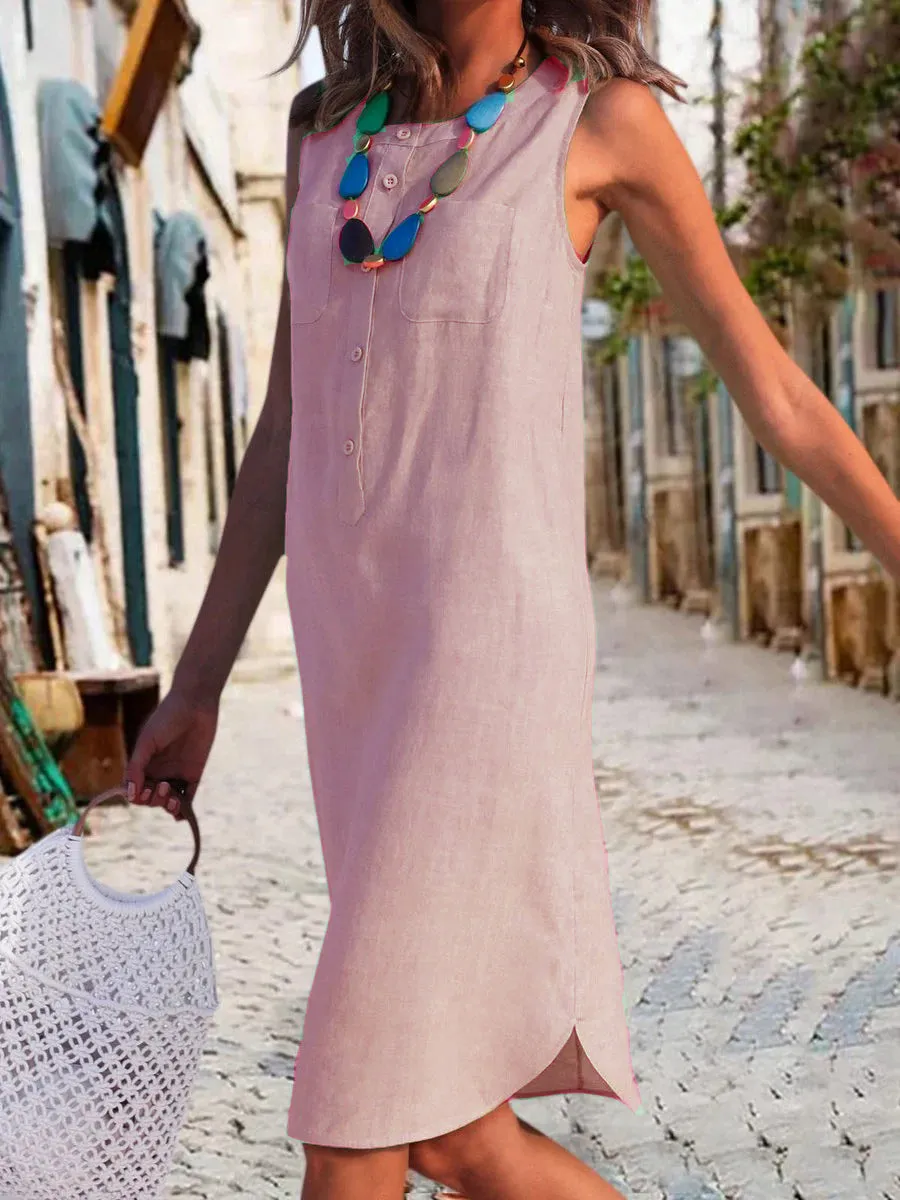 Kaftan Shift Buttoned Solid Casual Dresses