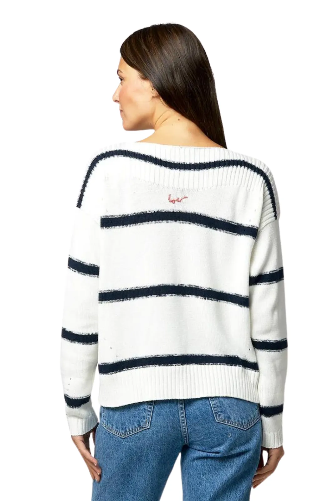 Kaia Stripe Sweater, White