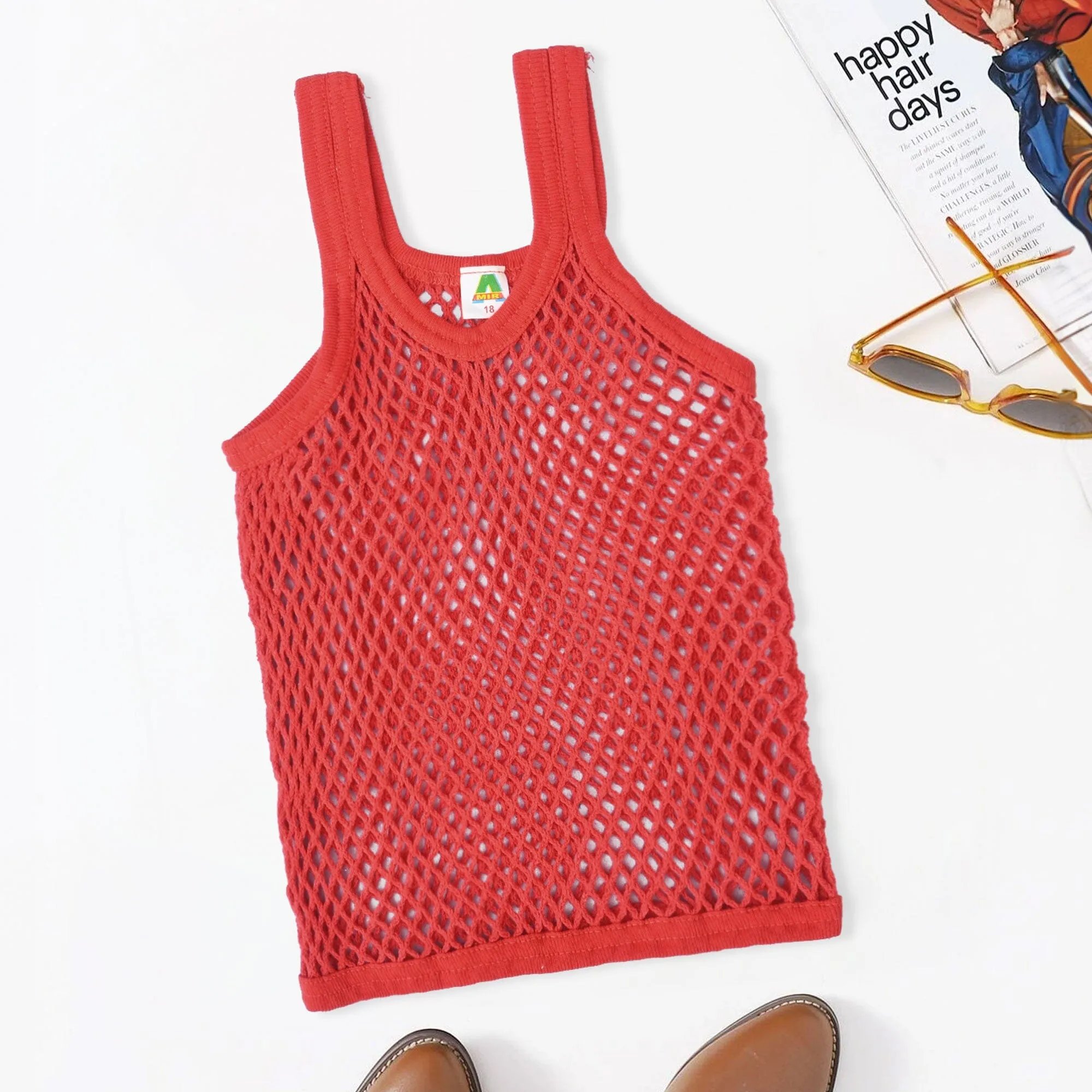 Kid's Knitted Net Sleeveless Sando Vest