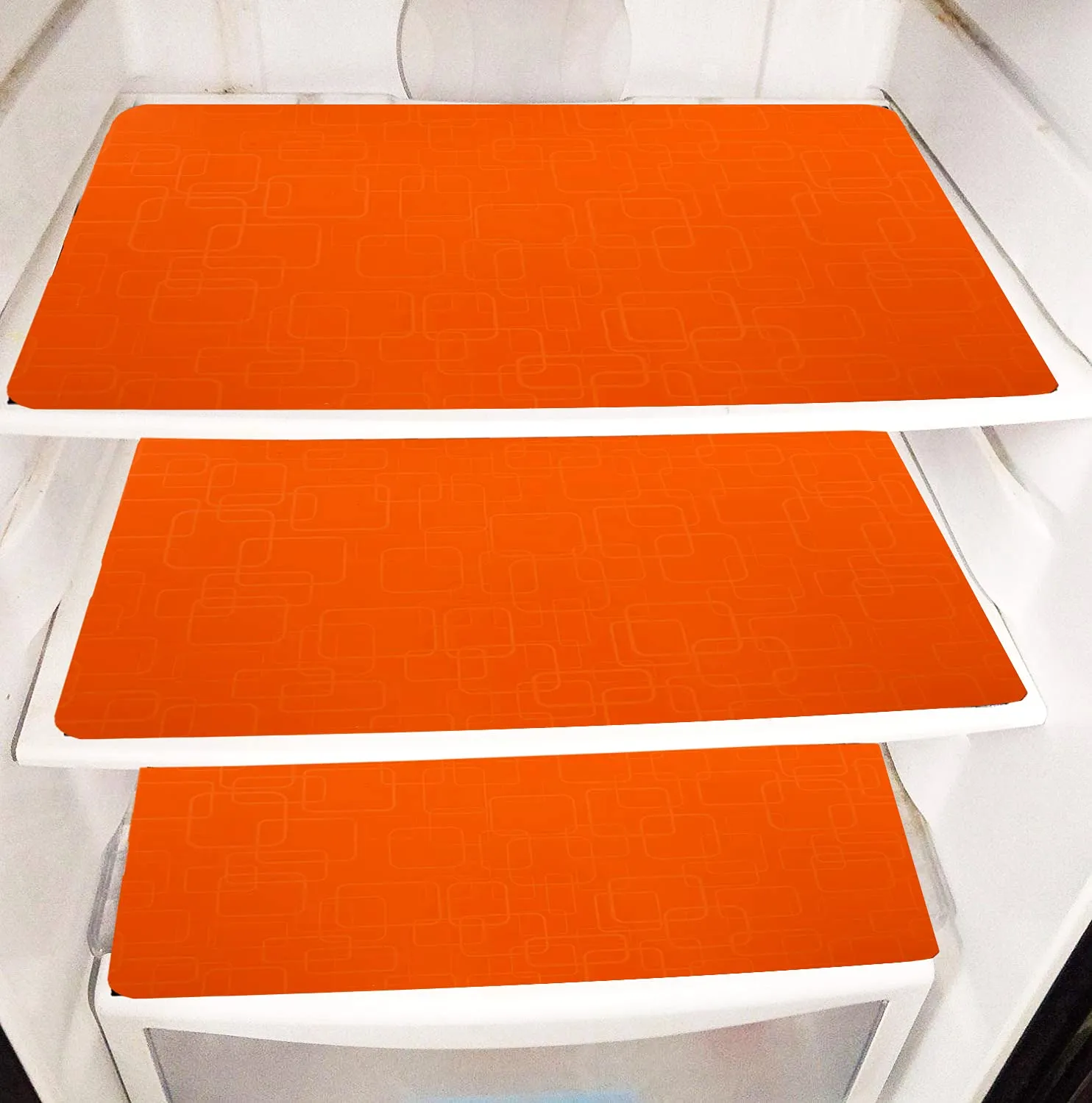 Kuber Industries Multi Purpose Waterproof,Stain Resistant, Washable Refrigerator/Fridge Drawer Mat, Set of 6 (Orange)