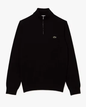 Lacoste High Zipped Neck Monochrome Cotton Sweater