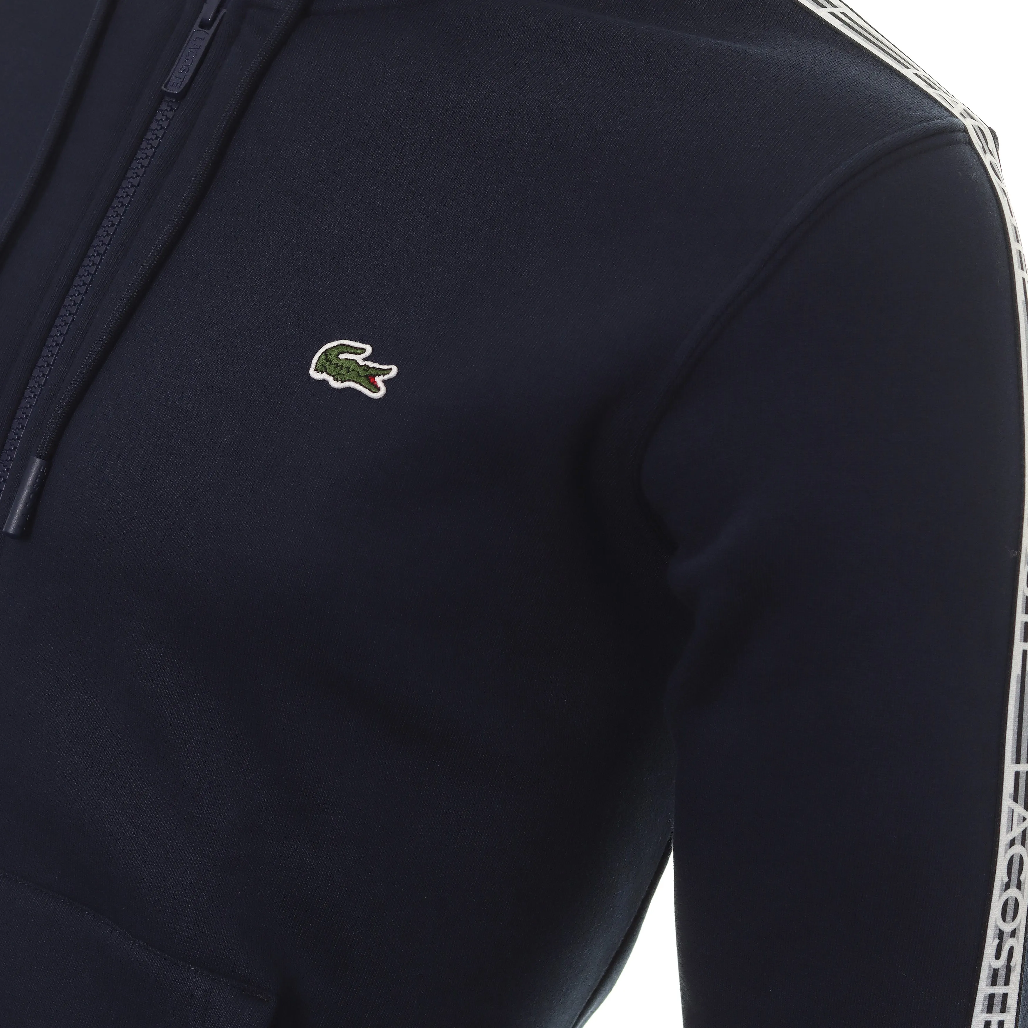 Lacoste Logo Stripe Zipped Hoodie