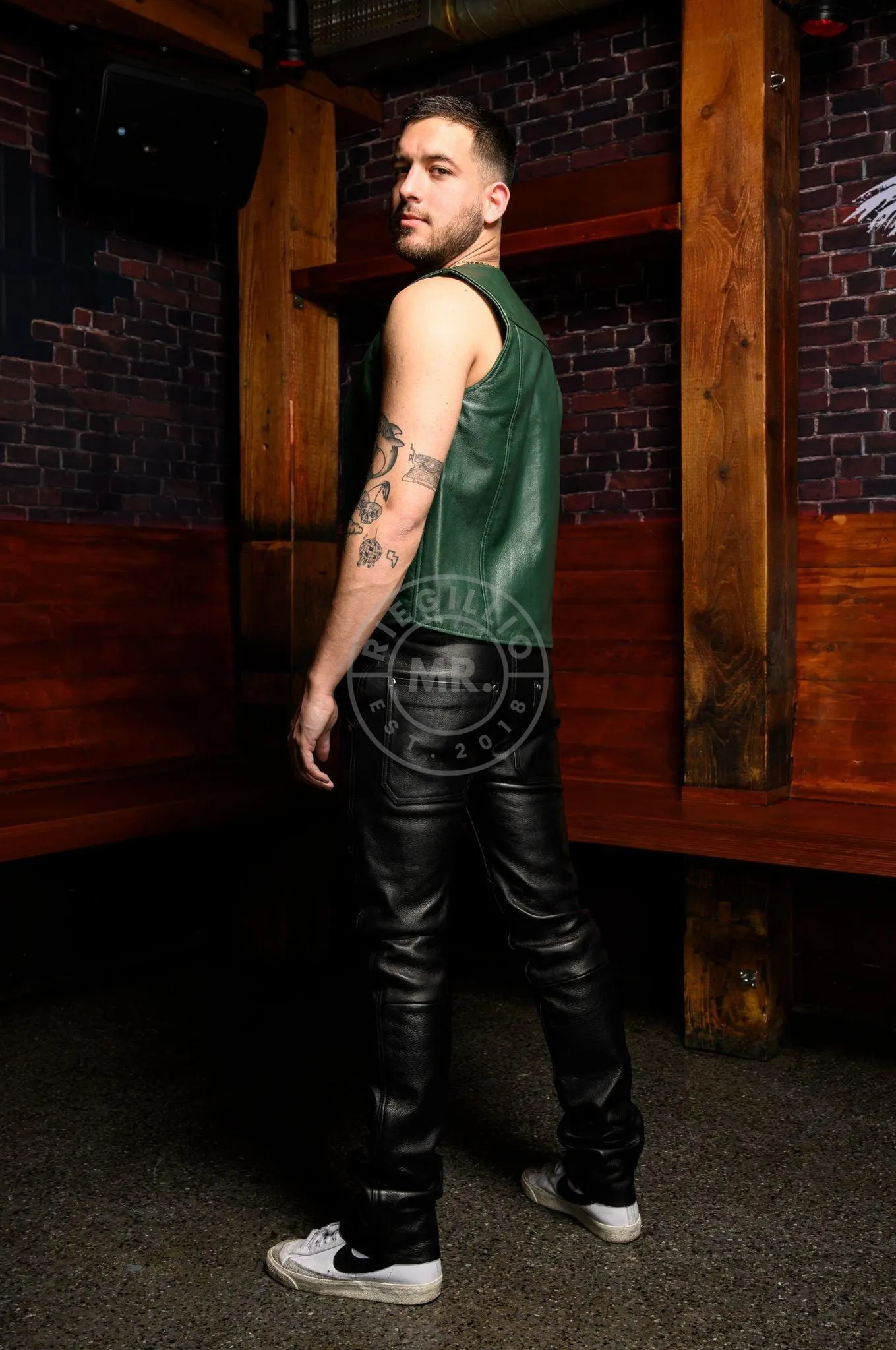 Leather Waistcoat - Dark Green