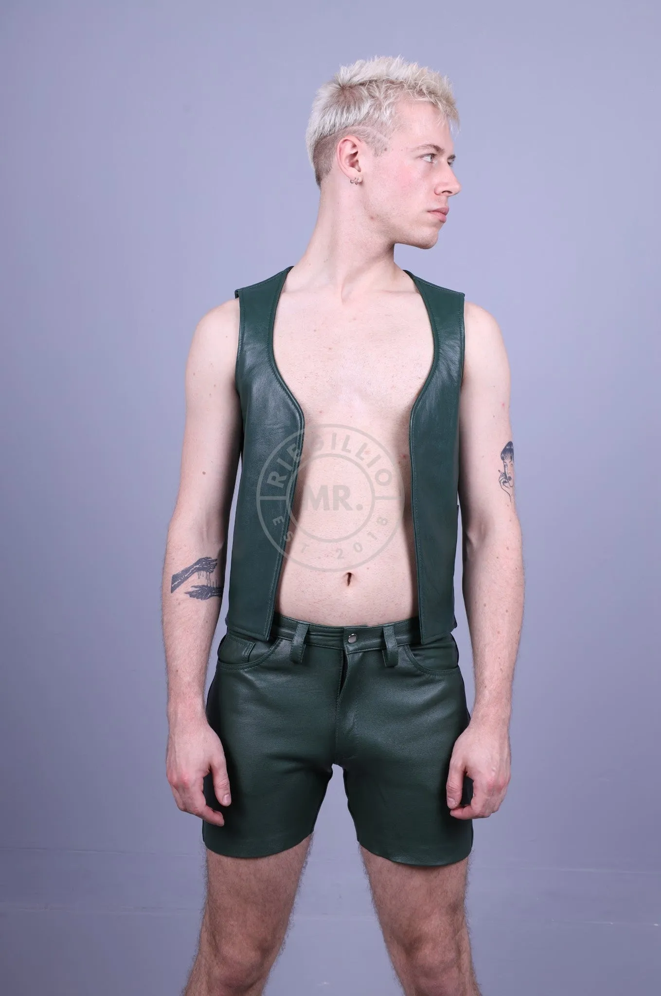 Leather Waistcoat - Dark Green