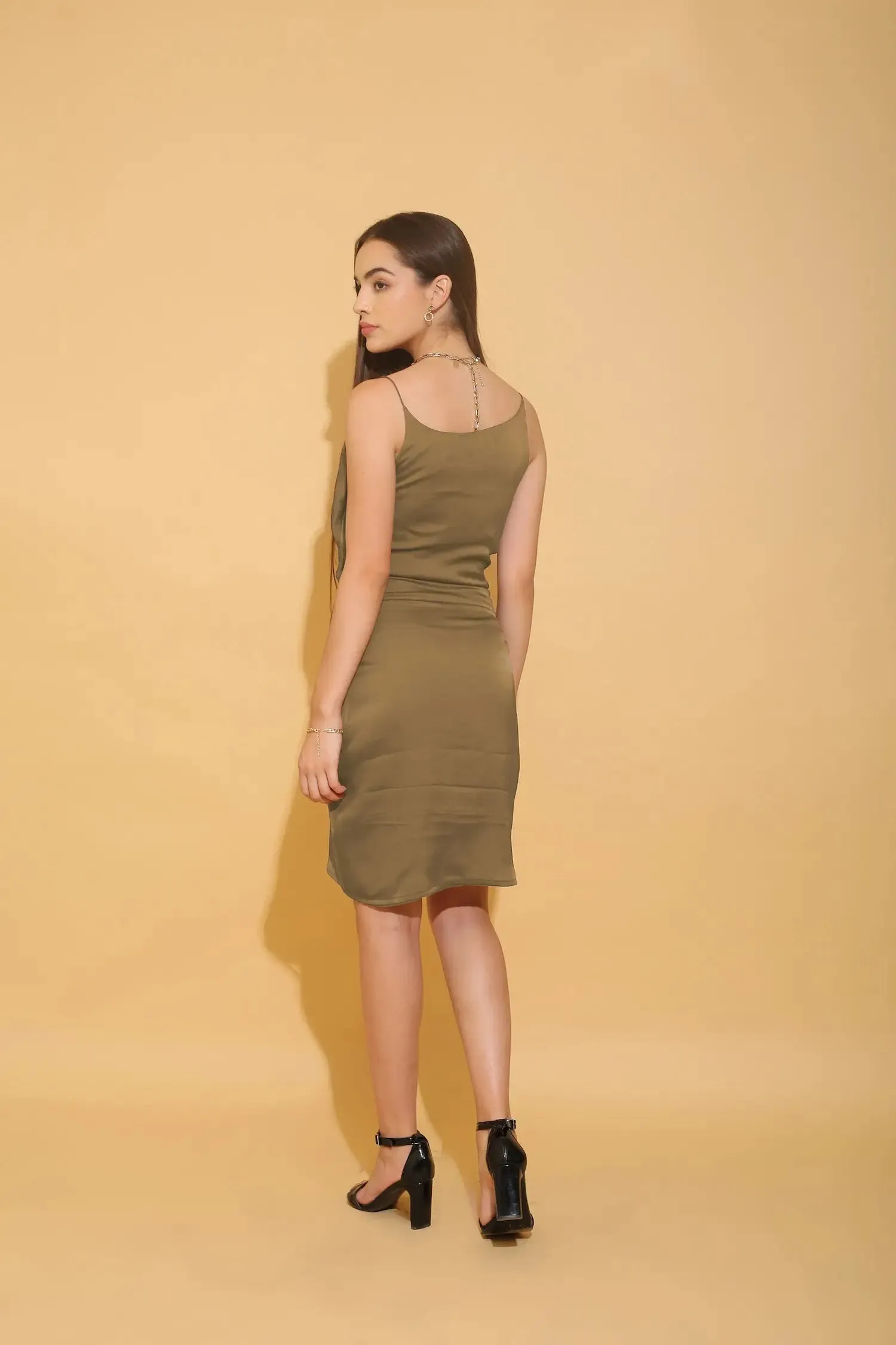 Lemon Green Cowl Neck Cami Dress