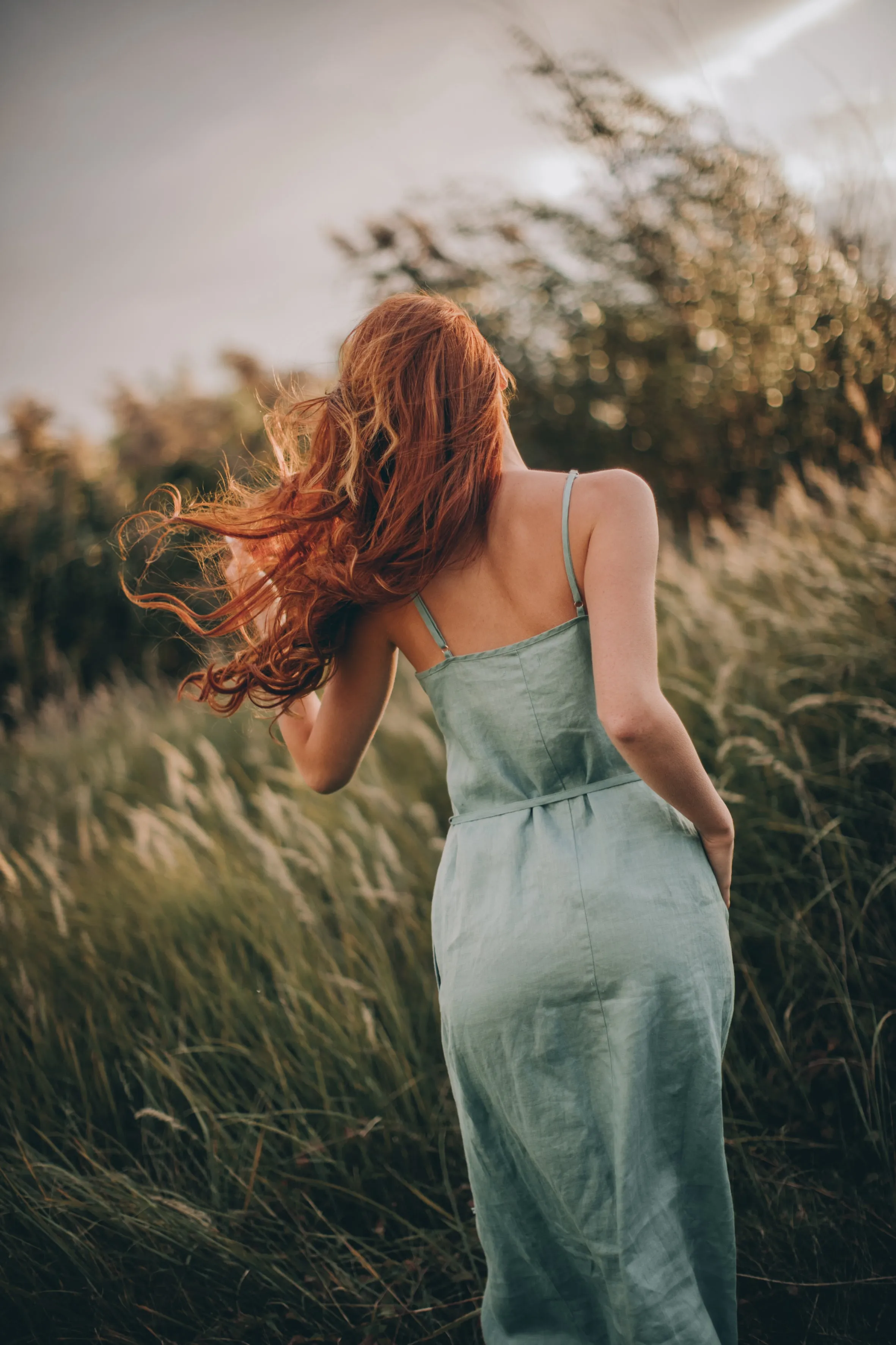 Linen Slip Dress with Strap Belt