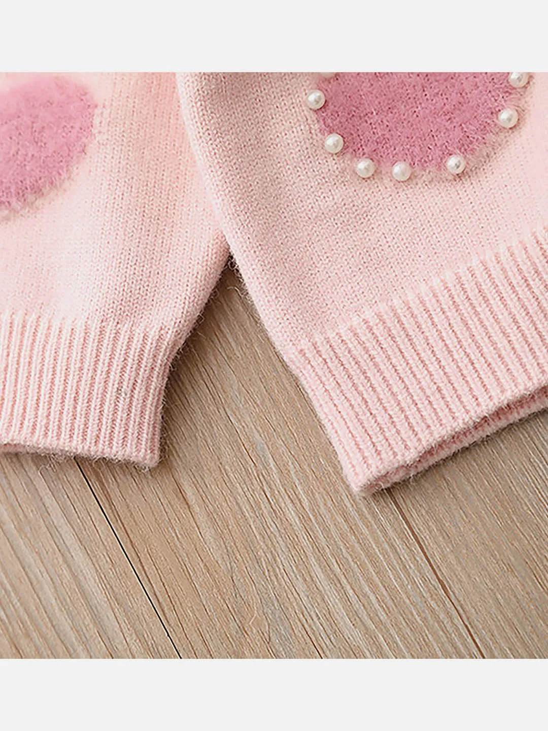 Little Surprise Box Baby Pink Pearl Hearts Warmer cardigan Sweater for Kids