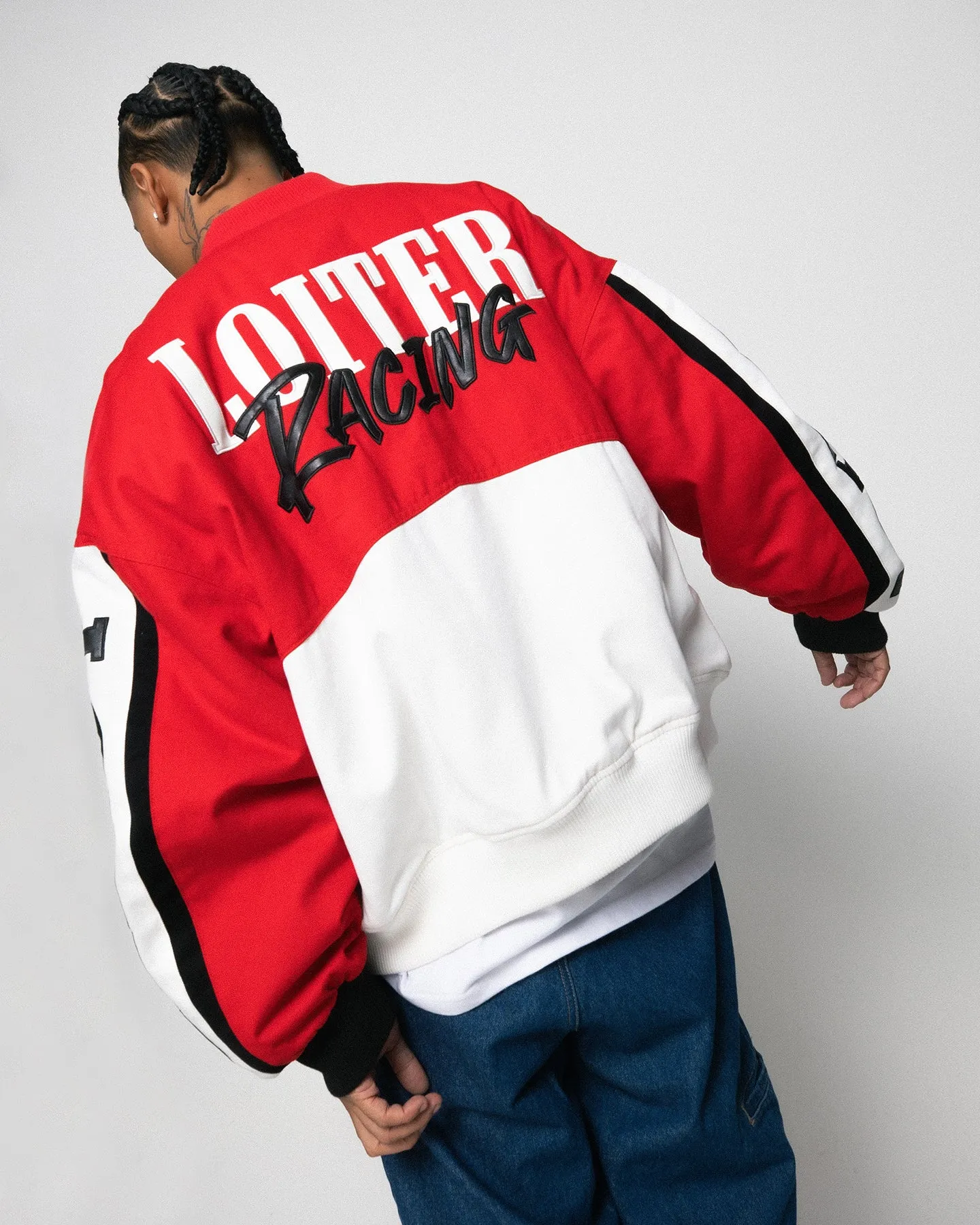 Loiter Motor Sport Jacket Red/Off White