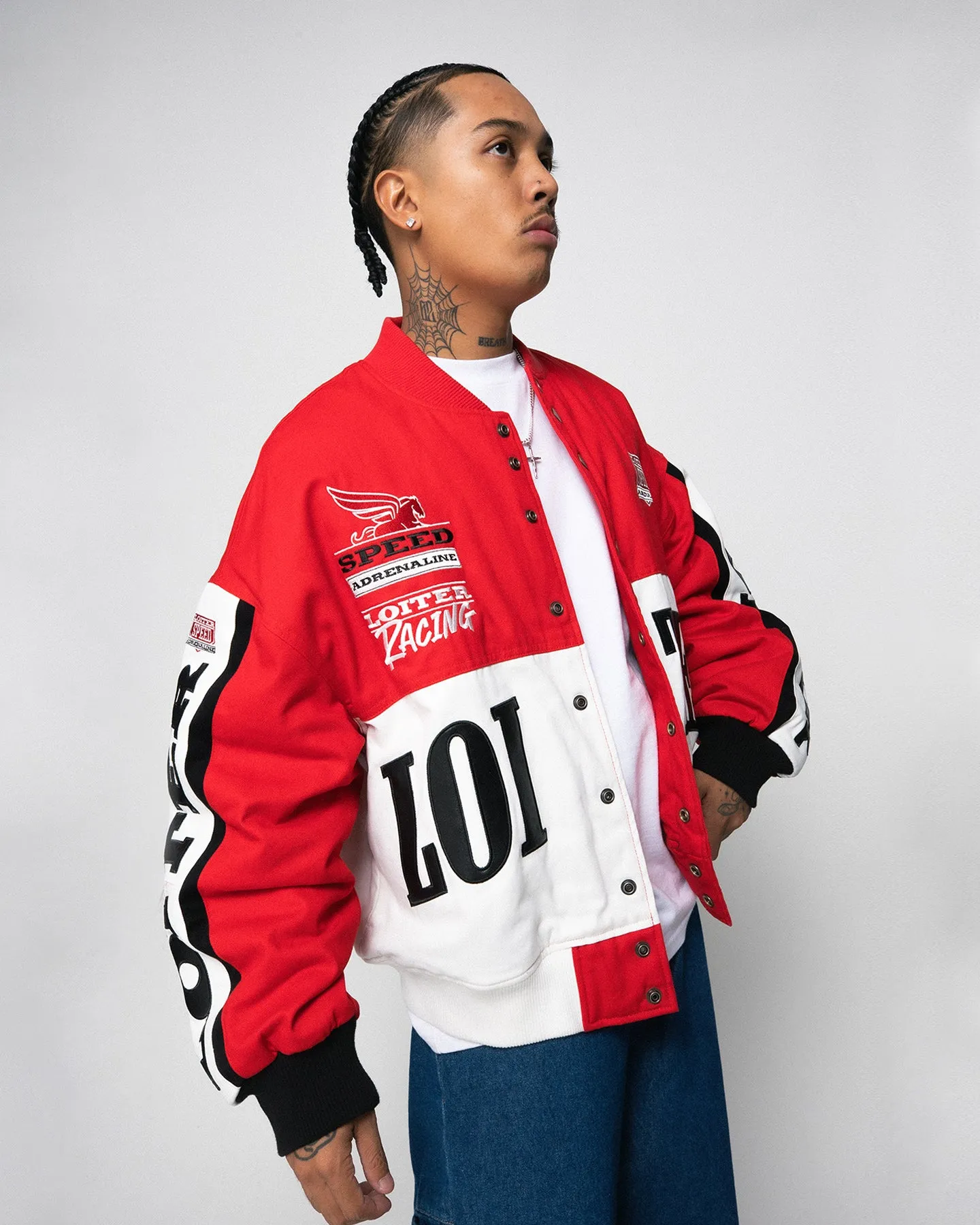 Loiter Motor Sport Jacket Red/Off White