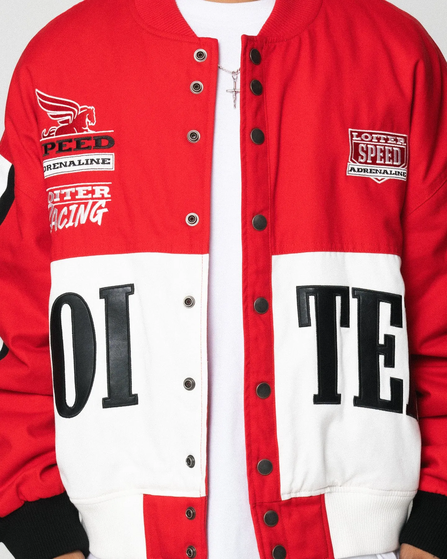 Loiter Motor Sport Jacket Red/Off White