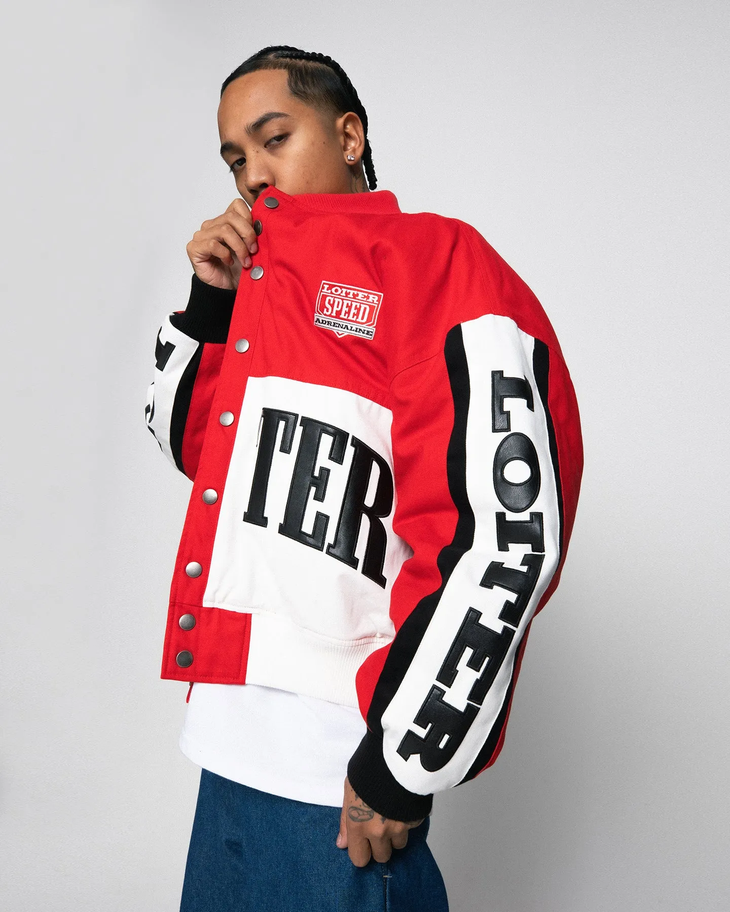 Loiter Motor Sport Jacket Red/Off White