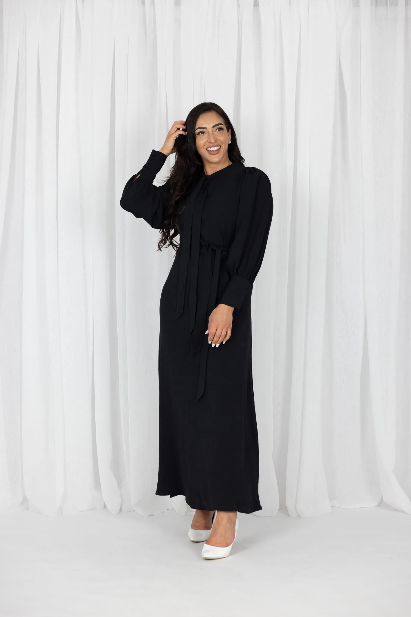 Lucine Tie Neck Maxi Dress