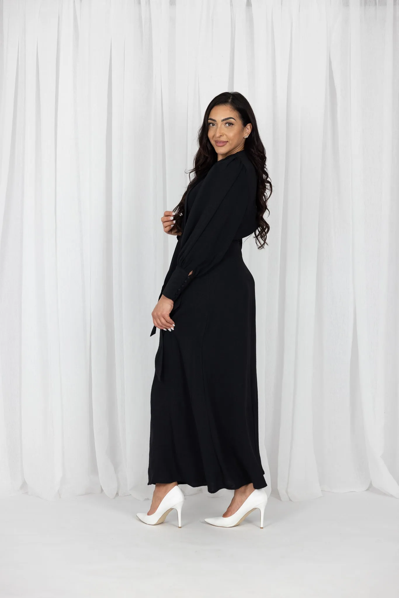 Lucine Tie Neck Maxi Dress