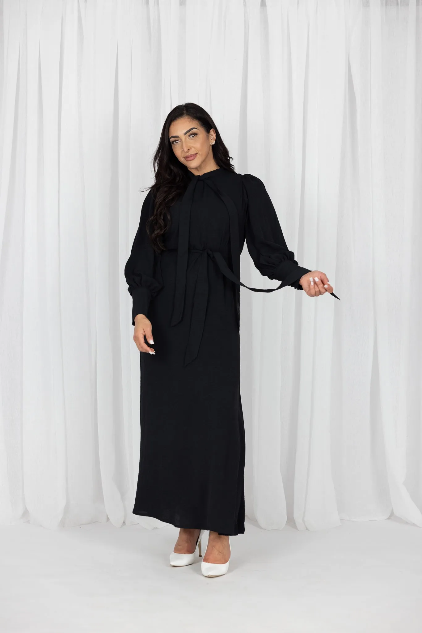 Lucine Tie Neck Maxi Dress