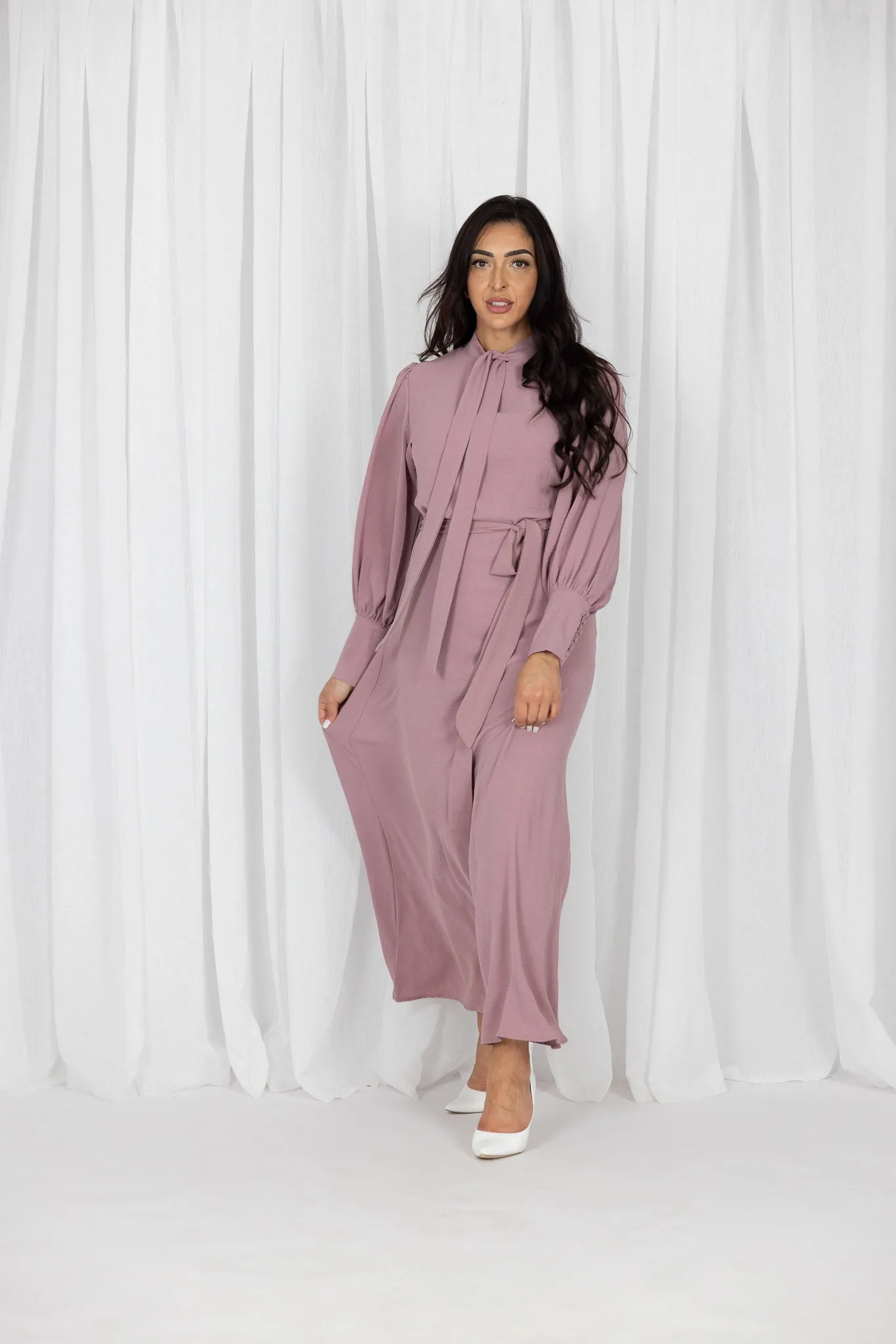 Lucine Tie Neck Maxi Dress