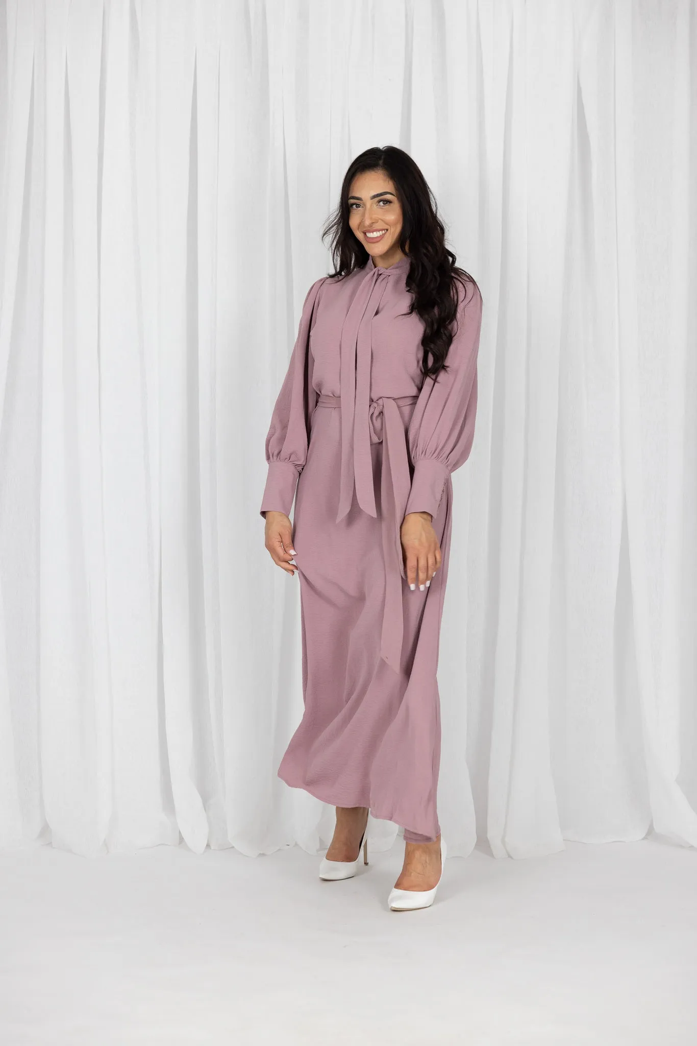 Lucine Tie Neck Maxi Dress