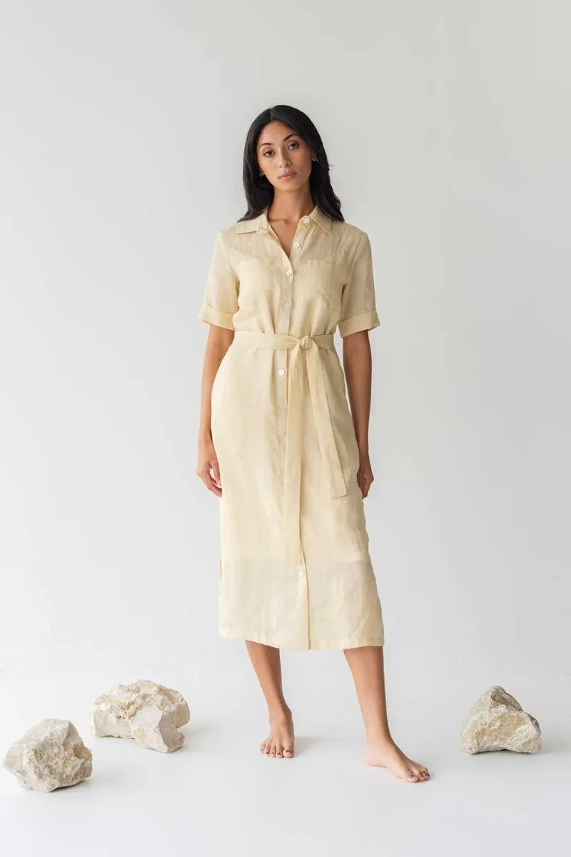 Lumen Shirt Dress in Lemon Drop