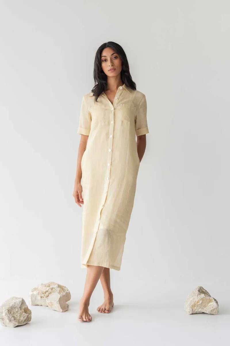 Lumen Shirt Dress in Lemon Drop