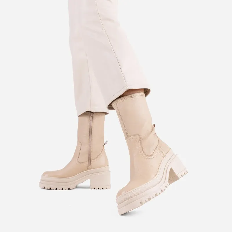 Lyssa Camel Stretch Ankle Boots