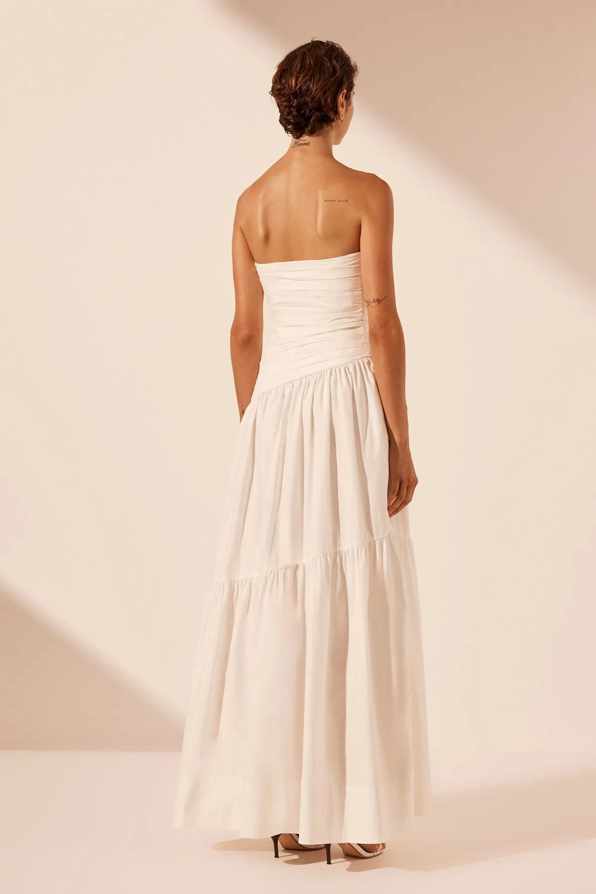 MAIORI STRAPLESS TIERED MAXI DRESS - IVORY