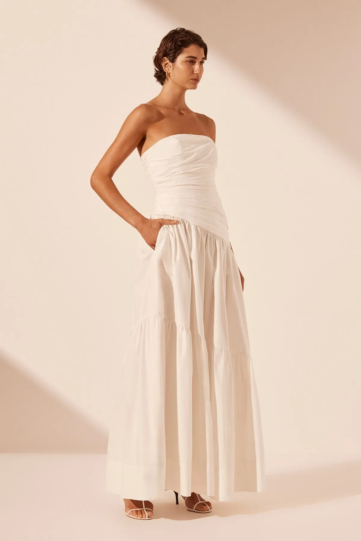 MAIORI STRAPLESS TIERED MAXI DRESS - IVORY