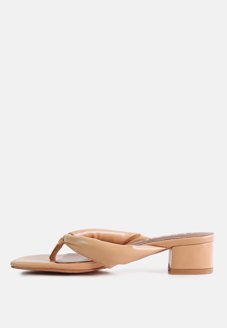 MEMESTAR Latte Low Heel Thong Sandals