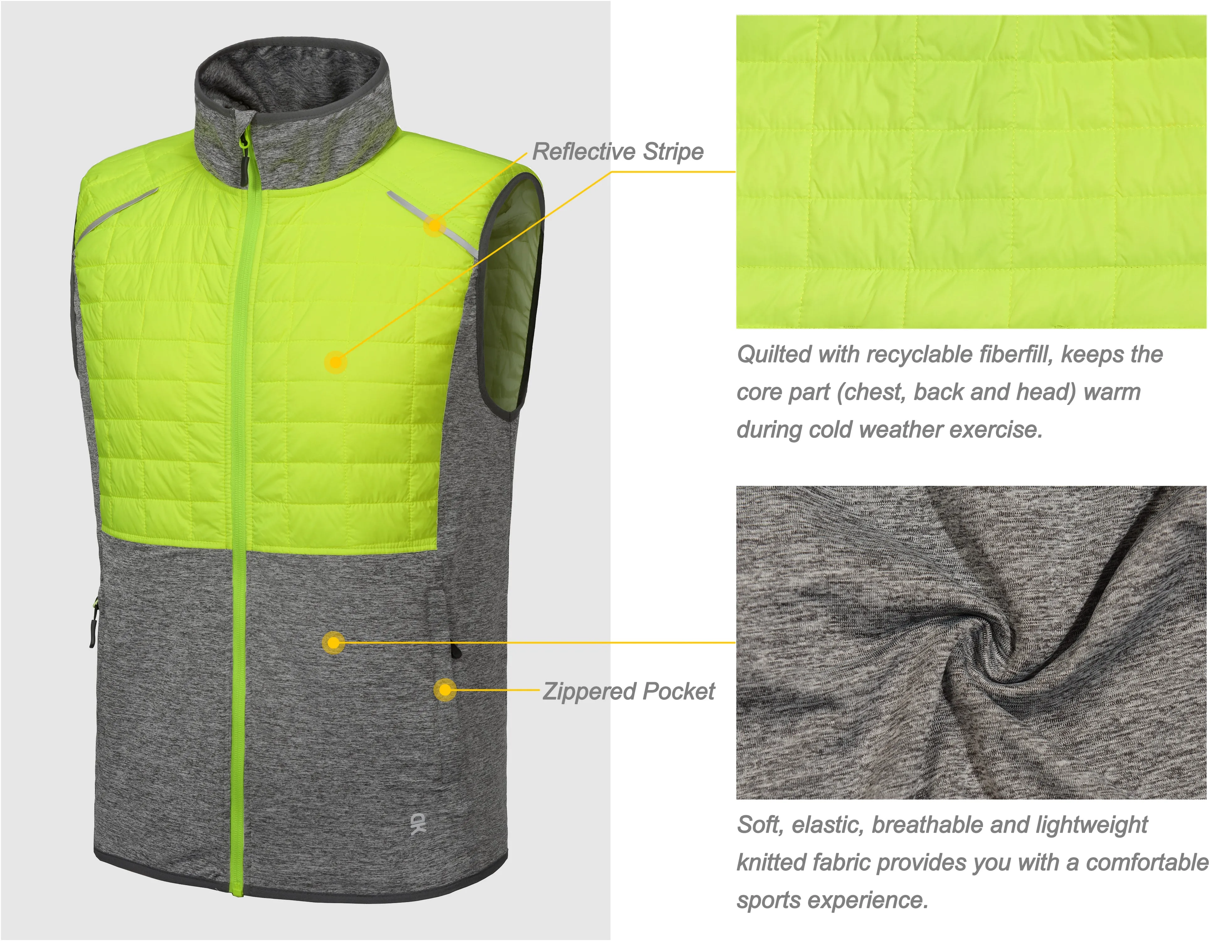 Men's Lightweight reflective stripes Warm Vest