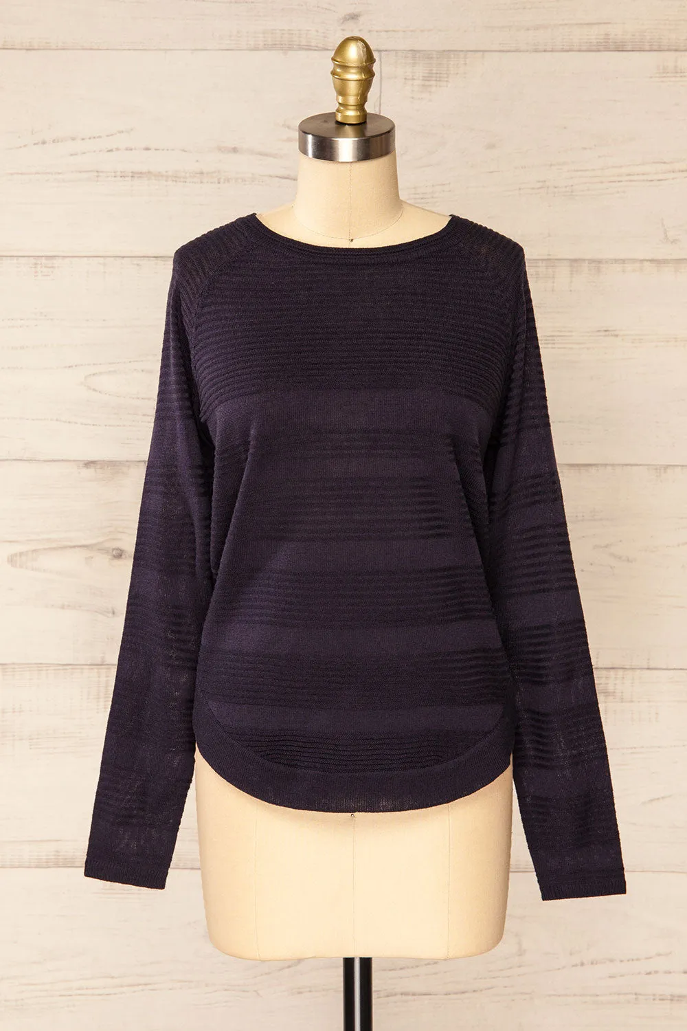 Mirando Navy | Thin Knit Striped Sweater