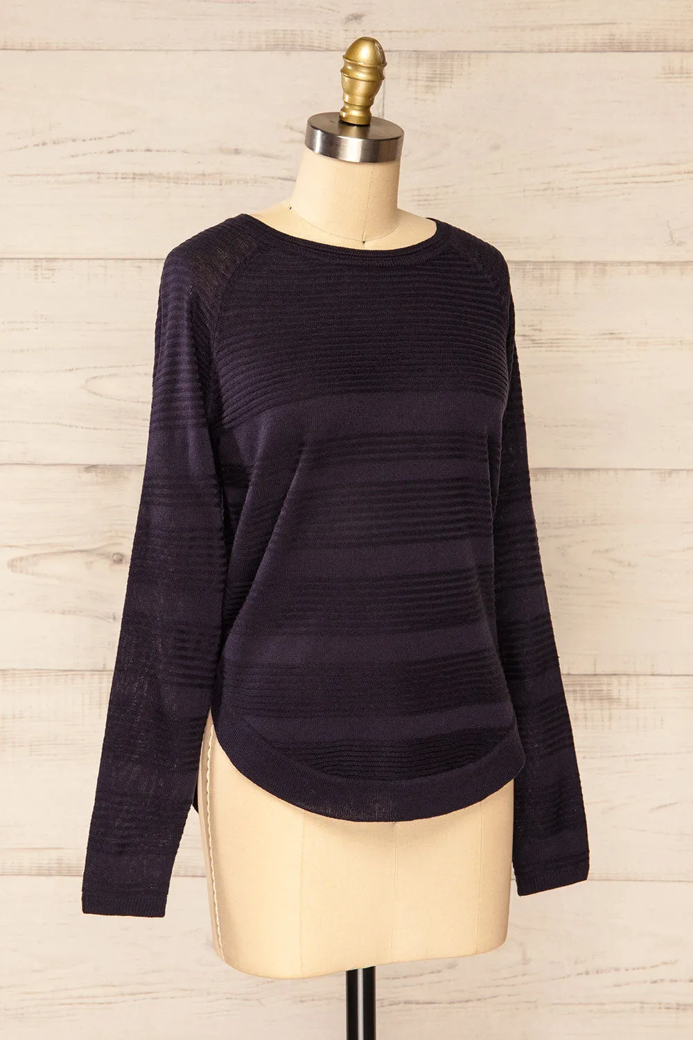 Mirando Navy | Thin Knit Striped Sweater