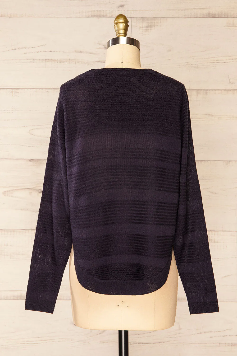 Mirando Navy | Thin Knit Striped Sweater