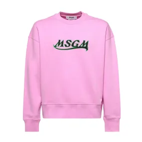 MSGM Pink Contrast Logo Sweatshirt