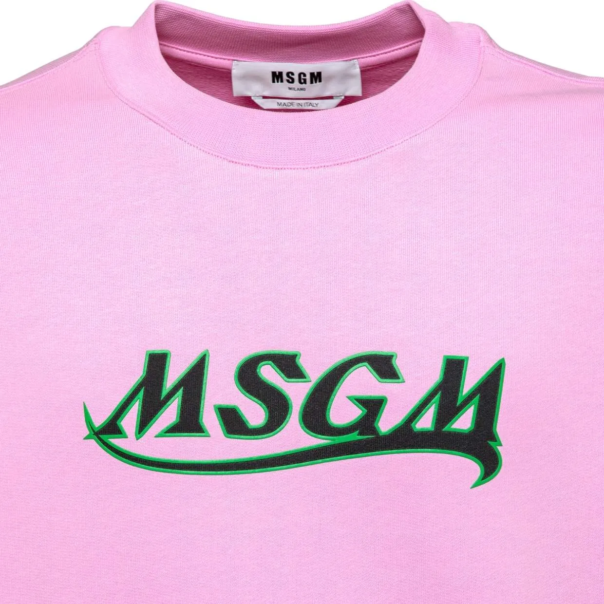 MSGM Pink Contrast Logo Sweatshirt