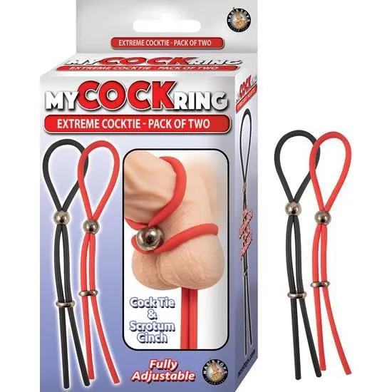 My Cockring Extreme Cocktie-Pack of Two - Black/ Red