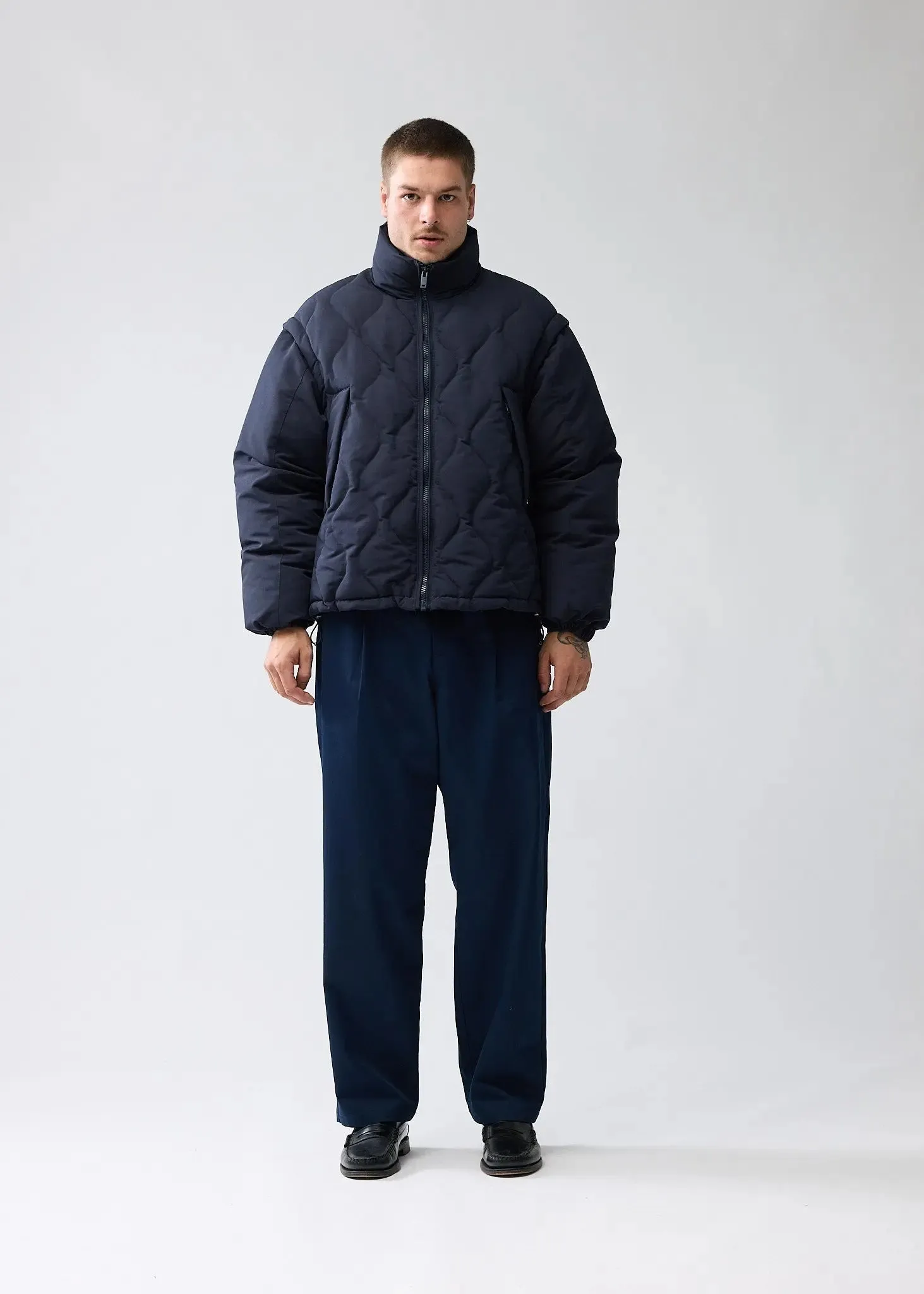 New Amsterdam Detachable Sleeves Quilted Jacket (navy)