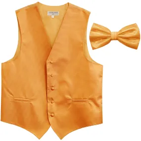 New formal men's tuxedo vest waistcoat & bowtie horizontal stripes prom gold