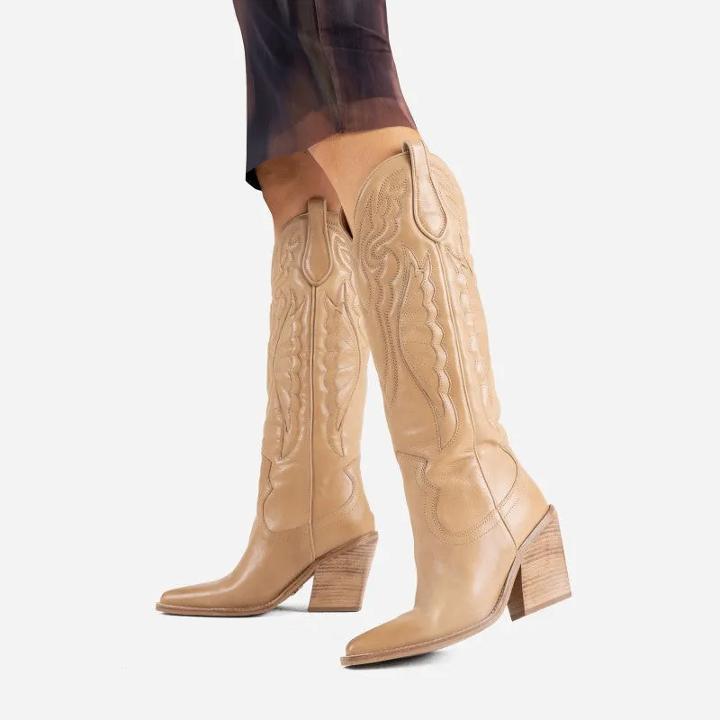 New Kole Camel High Western Boots