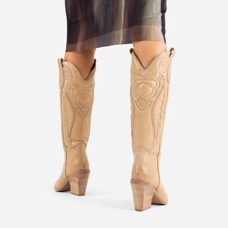 New Kole Camel High Western Boots