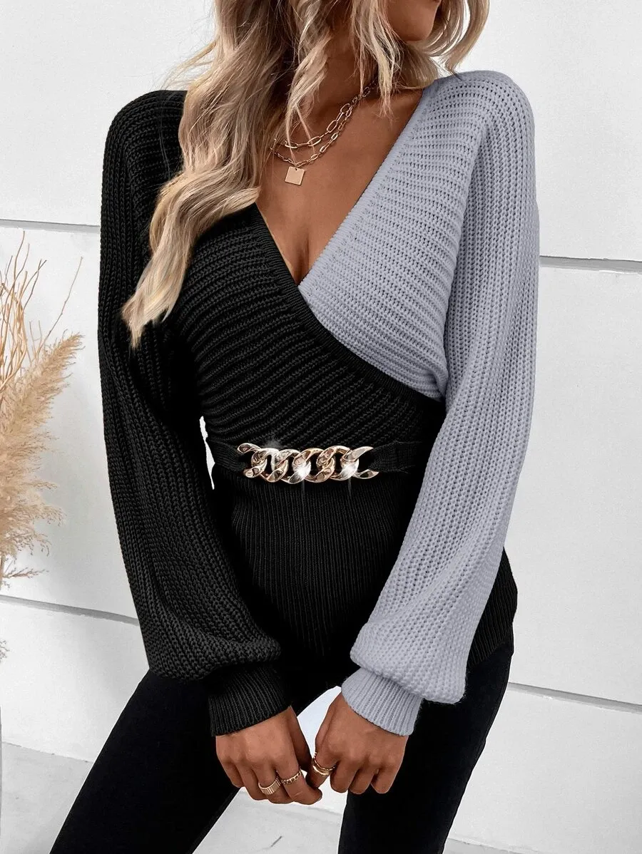 NEW* Let Me Adore You Two Tone Chain Detail Batwing Sweater