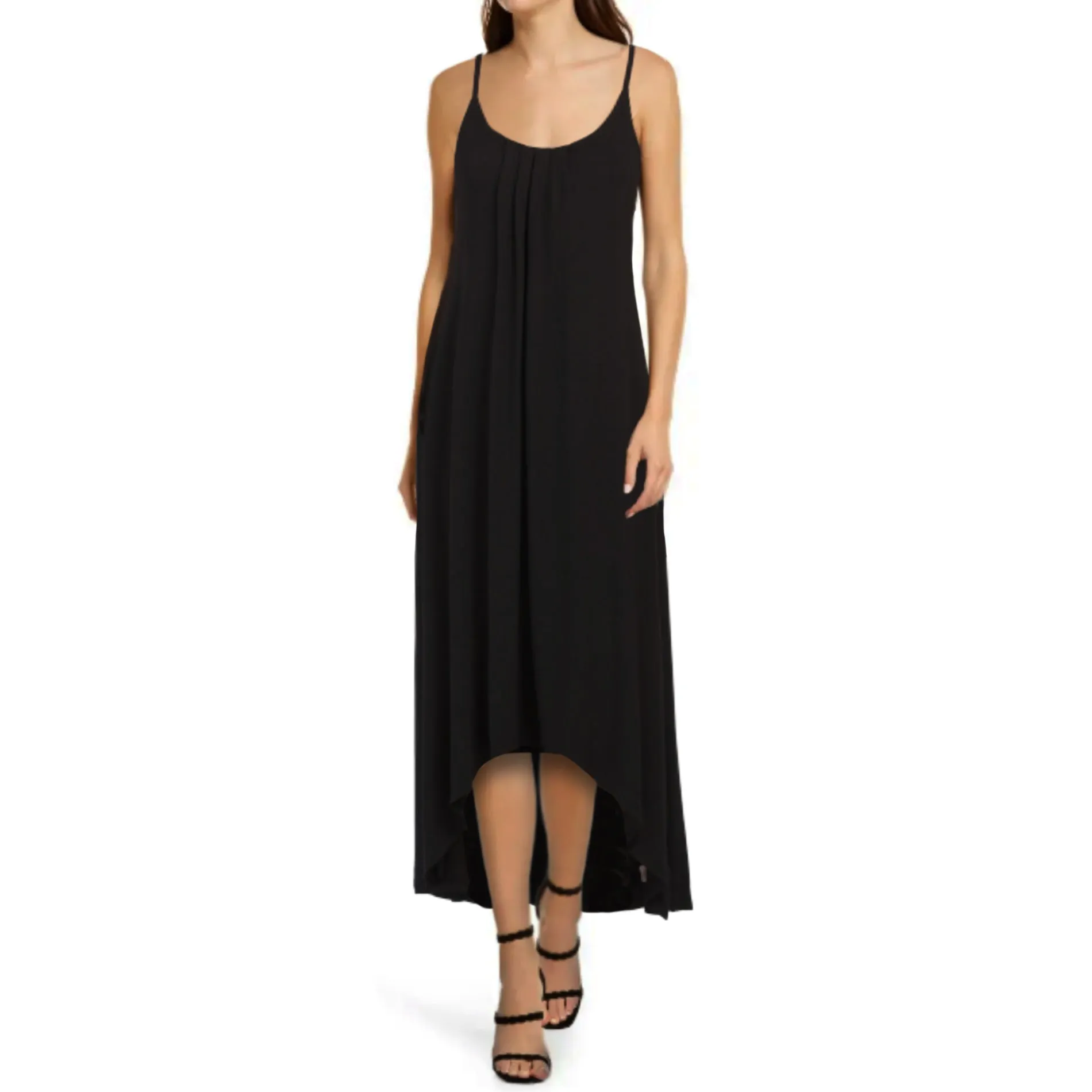 Nicole Miller High Low Hem Lightweight Spaghetti Straps Maxi Dress