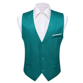 Nile Blue Solid Men's V-Neck Business Vest