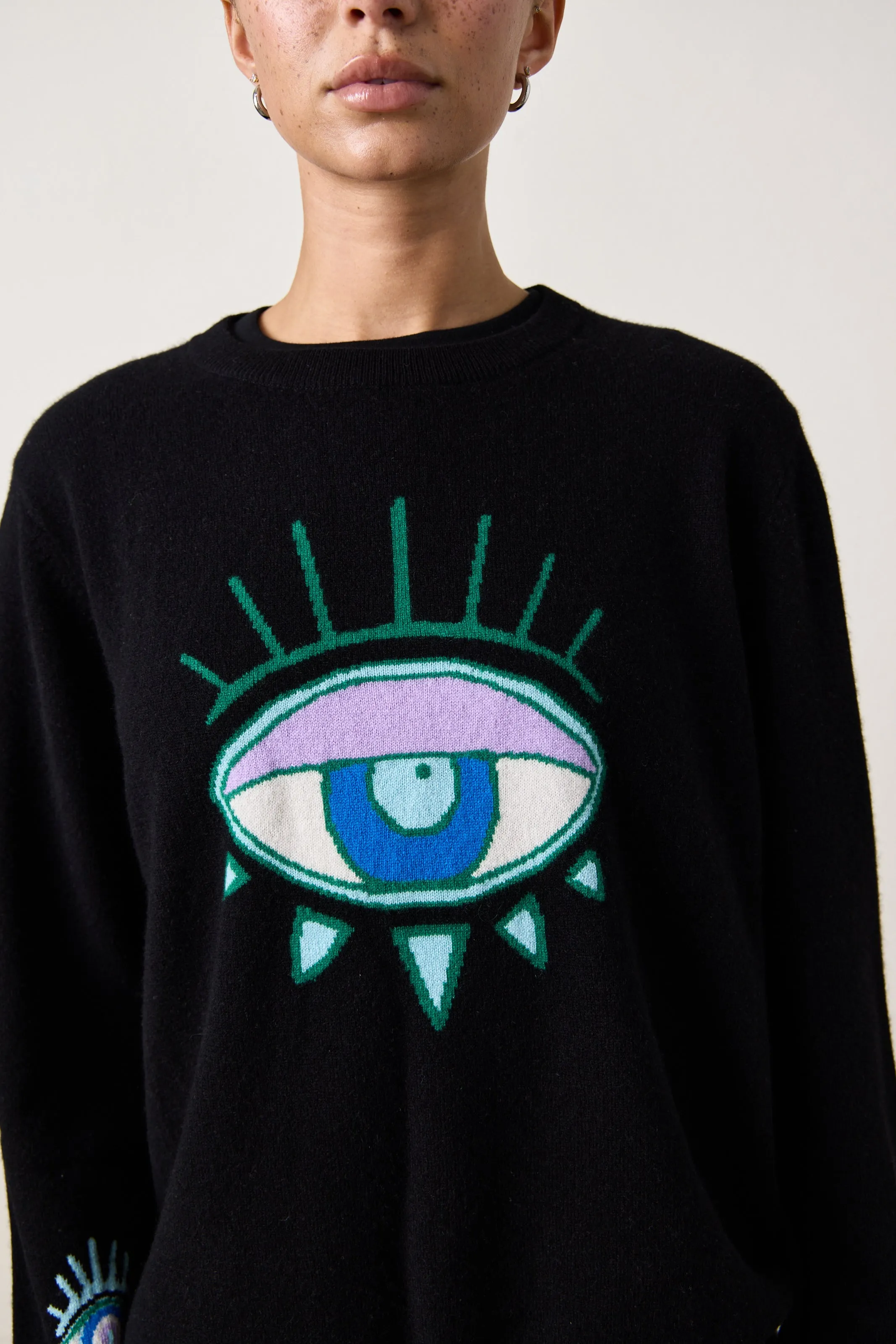 NSF X JA - BIG EYE CASHMERE CREW / BLACK