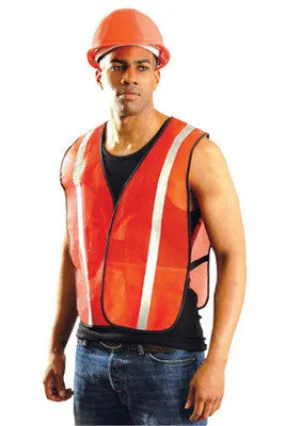 OccuNomix 4X Hi-Viz Orange OccuLux Value Economy Light Weight Polyester Mesh Vest With Front Hook And Loop Closure, 1" Silver Glass Bead Tape, Elastic Side Straps And 1 Pocket