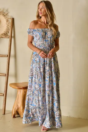 Off-Shouder Short Sleeve Beach Maxi Dress