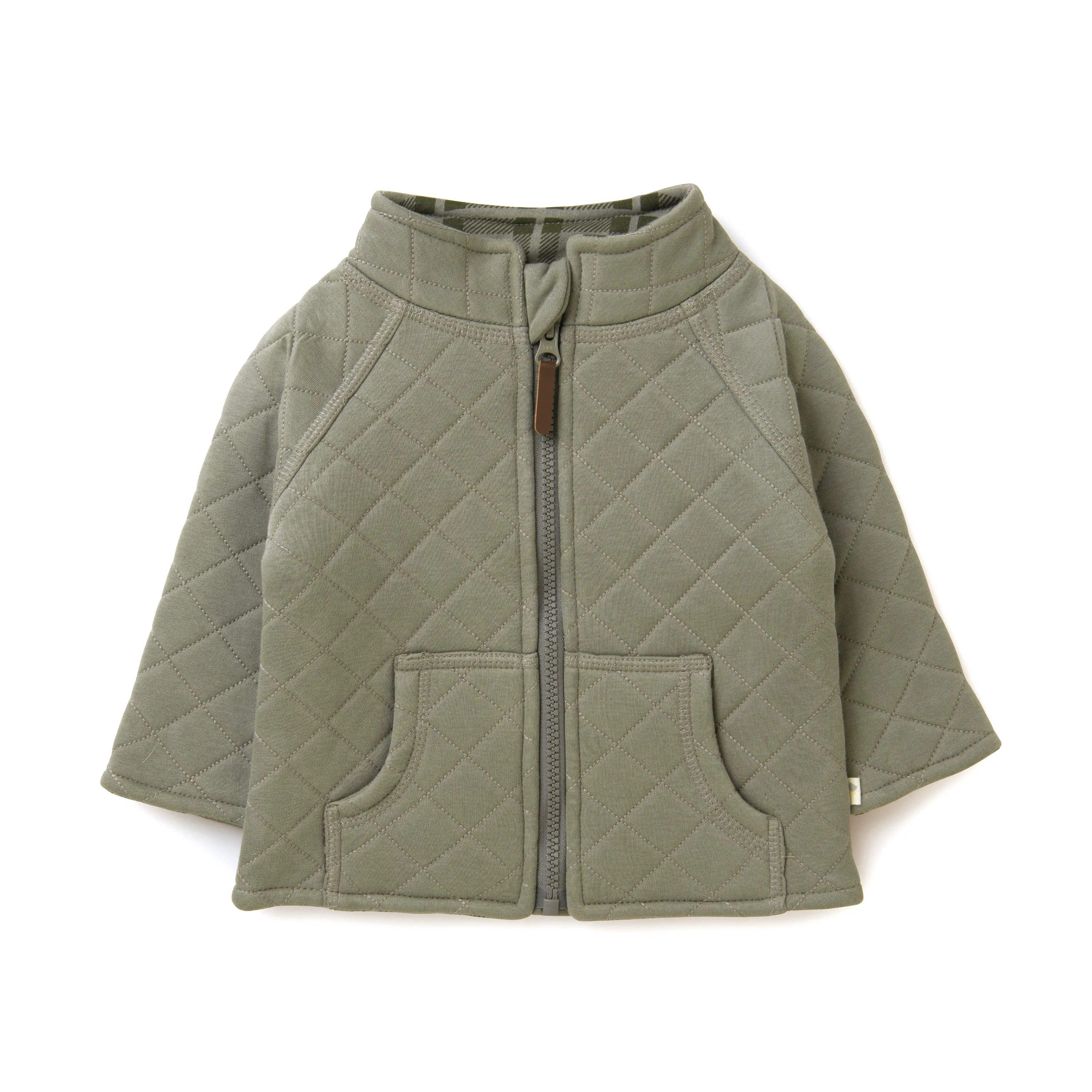 Organic Kids Merino Wool Zip Jacket - Olive